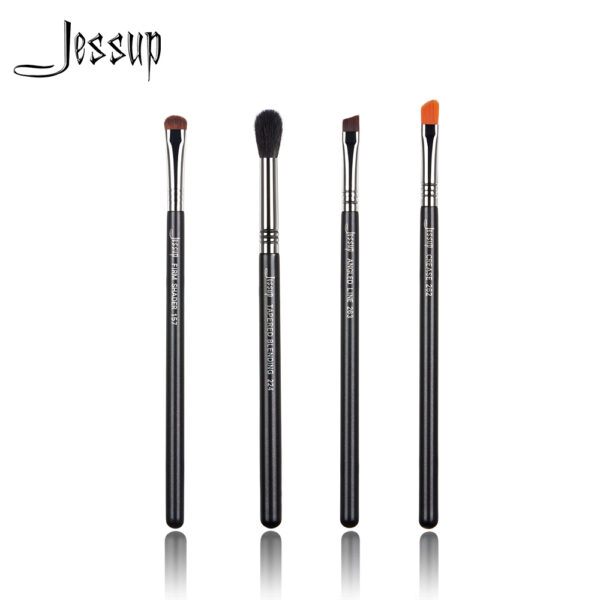 JESSUP BEAUTY PRO Makeup Brush Set 4pcs- Black & Silve0